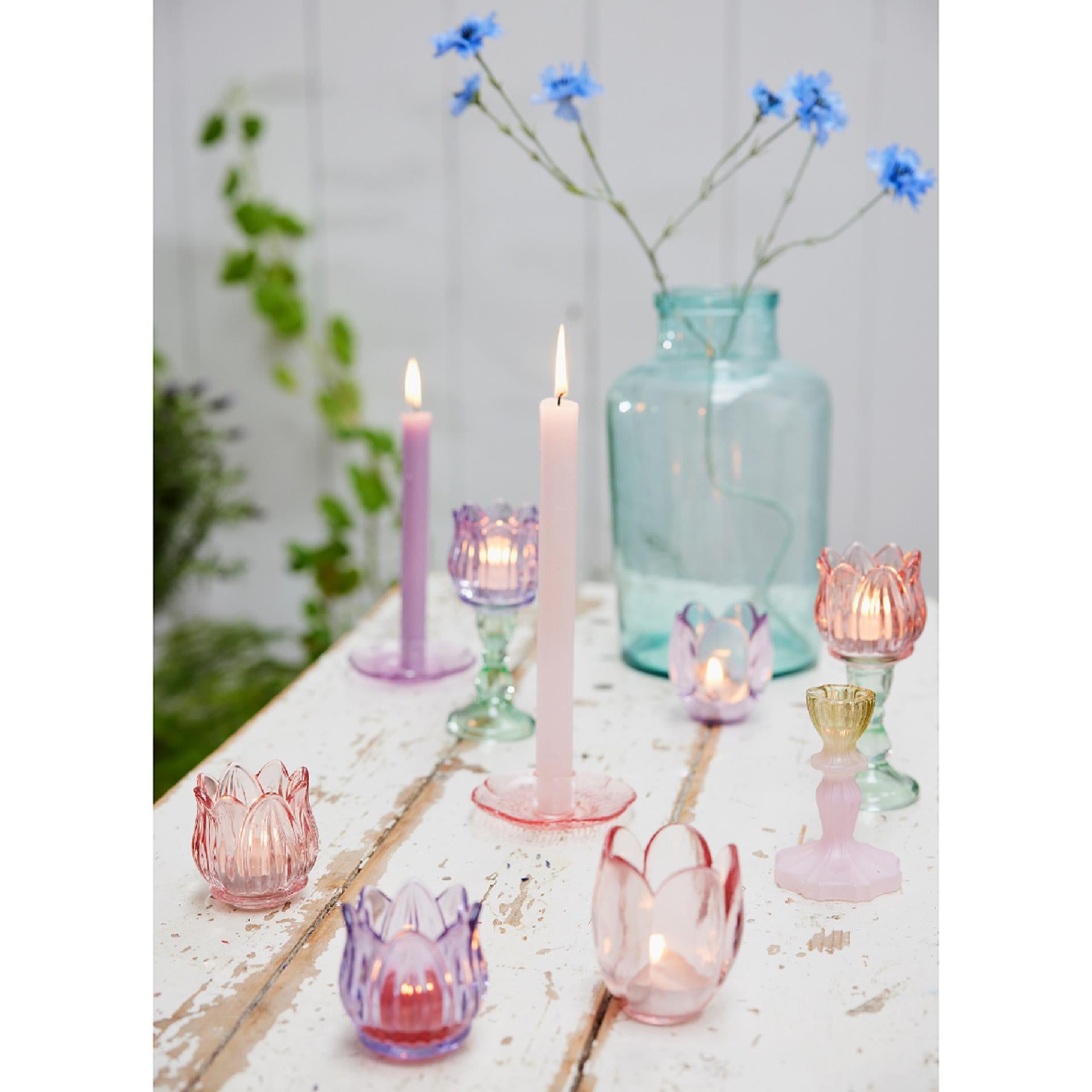 Decoris theelichthouder glas tulp h16cm