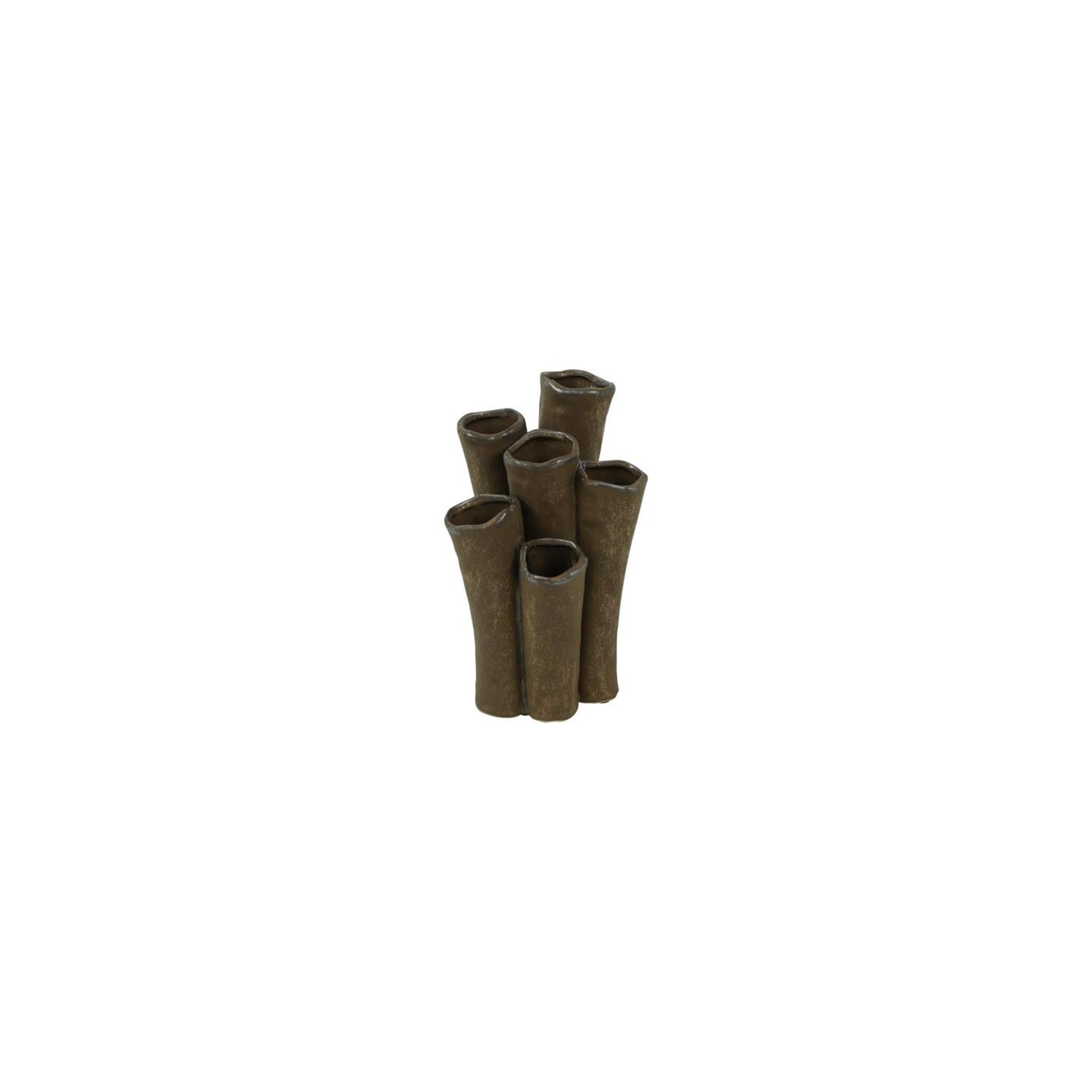 Countryfield vaas enix bruin aardewerk 12,5x9,5x20,5cm