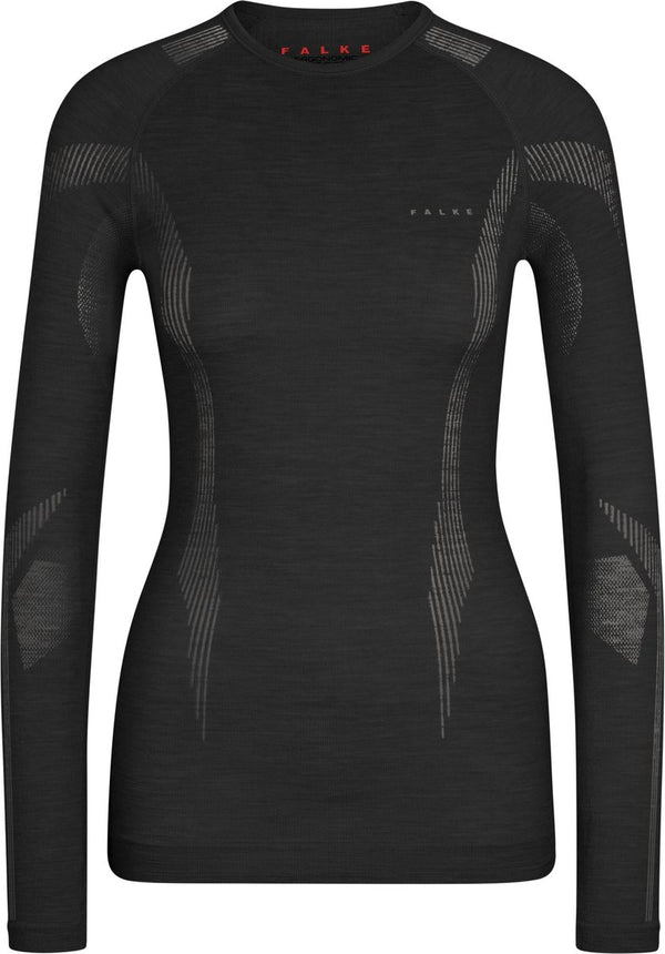 Falke wool-tech longsleeve sneldrogend wol functioneel functioneel shirt met lange mouwen dames zwart - maat xl
