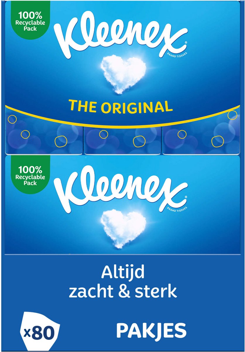 Kleenex zakdoekjes - original - voordeelbox - 8 pakjes x 10 stuks - 80 zakdoekjes