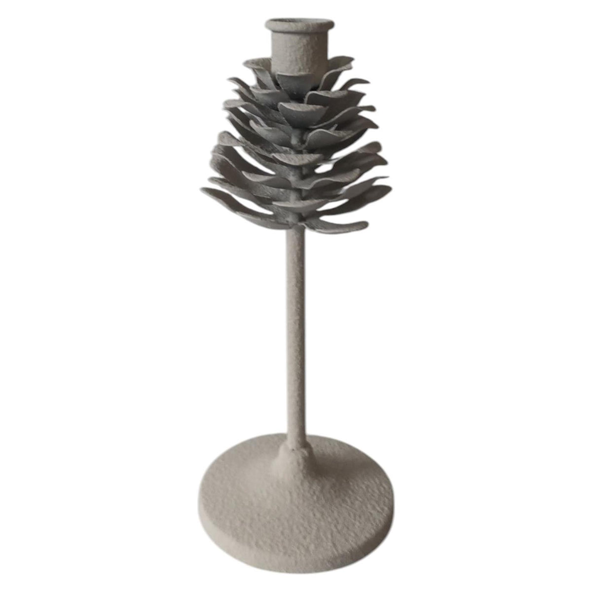 Mansion atmosphere kandelaar pinecone op voet wit 9,5x9,5x22,5cm