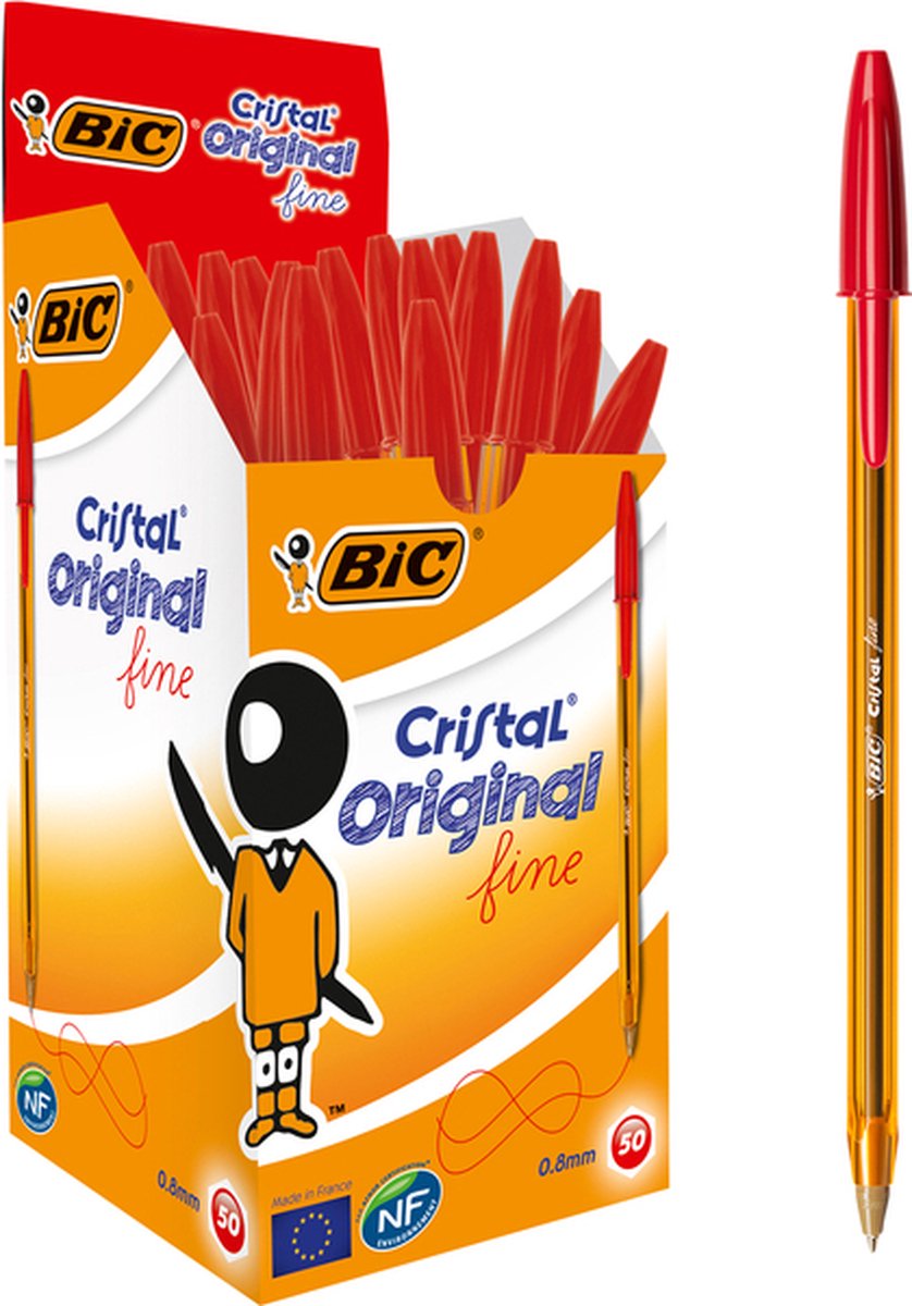 Bic pen cristal fine rood 0,3 mm (50 stuks)