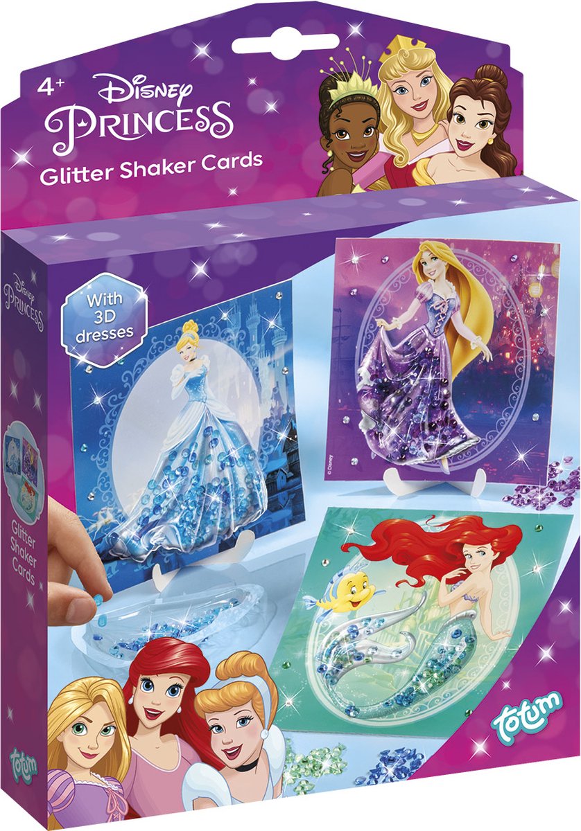 Totum Disney Princess Craft Set Deluxe Princess Glitter Cards Making - with Elsa, Ariel and Cinderella - crafting toy girls from 4 years