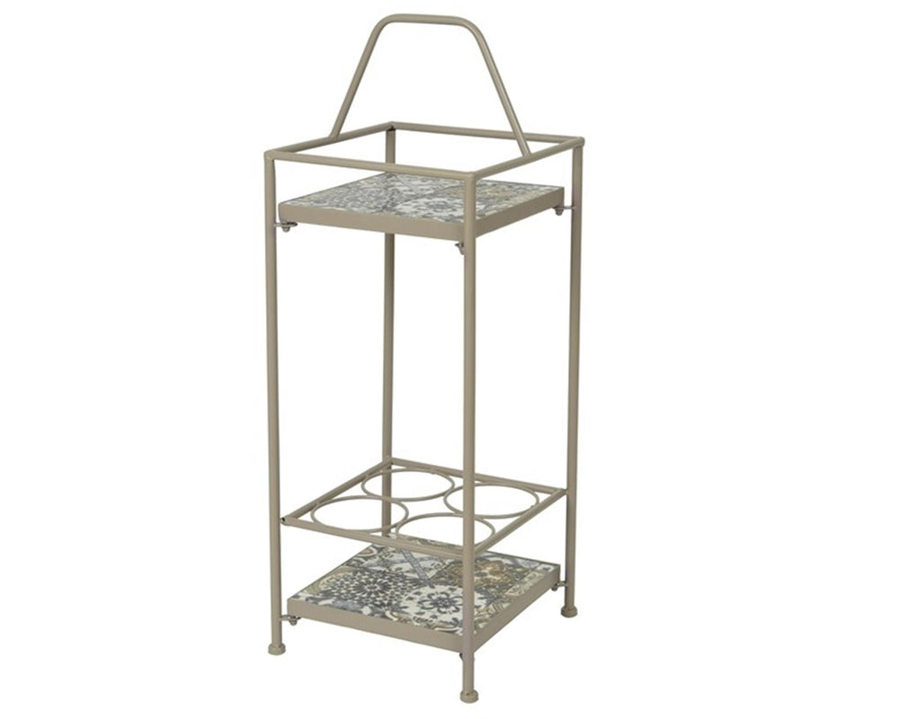 Decoris toulouse buitenwijnrek serveertafel taupe met mozaiek-inleg 28x26x74.5cm