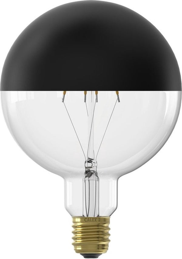 Calex g125 kopspiegel zwart - e27 led lamp - filament lichtbron dimbaar - 4w - warm wit licht