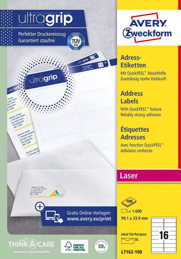 Avery l7162-100 laserprinter etiket