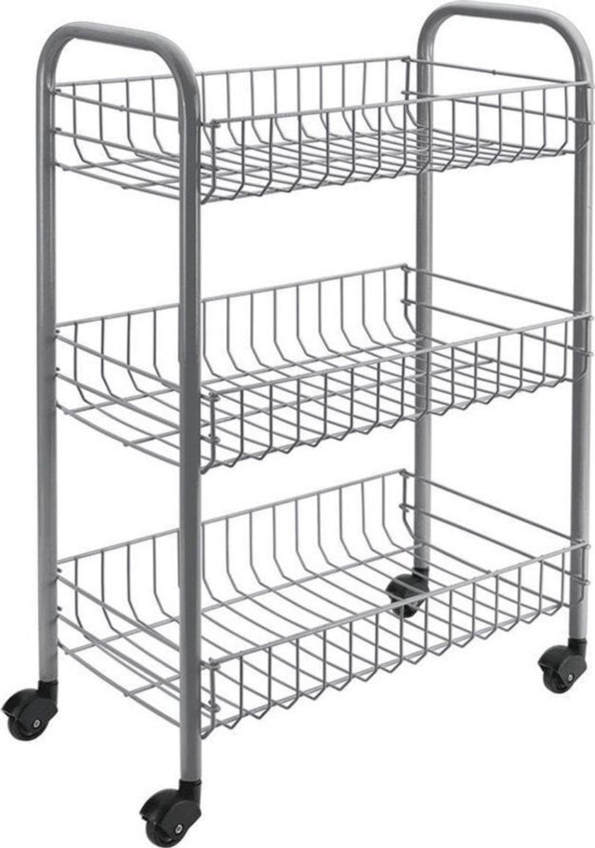 Metaltex - siena keukentrolley - opbergtrolley - serveerwagen - 3 manden - op wielen - opbergkar - wit - 41x23x63 cm