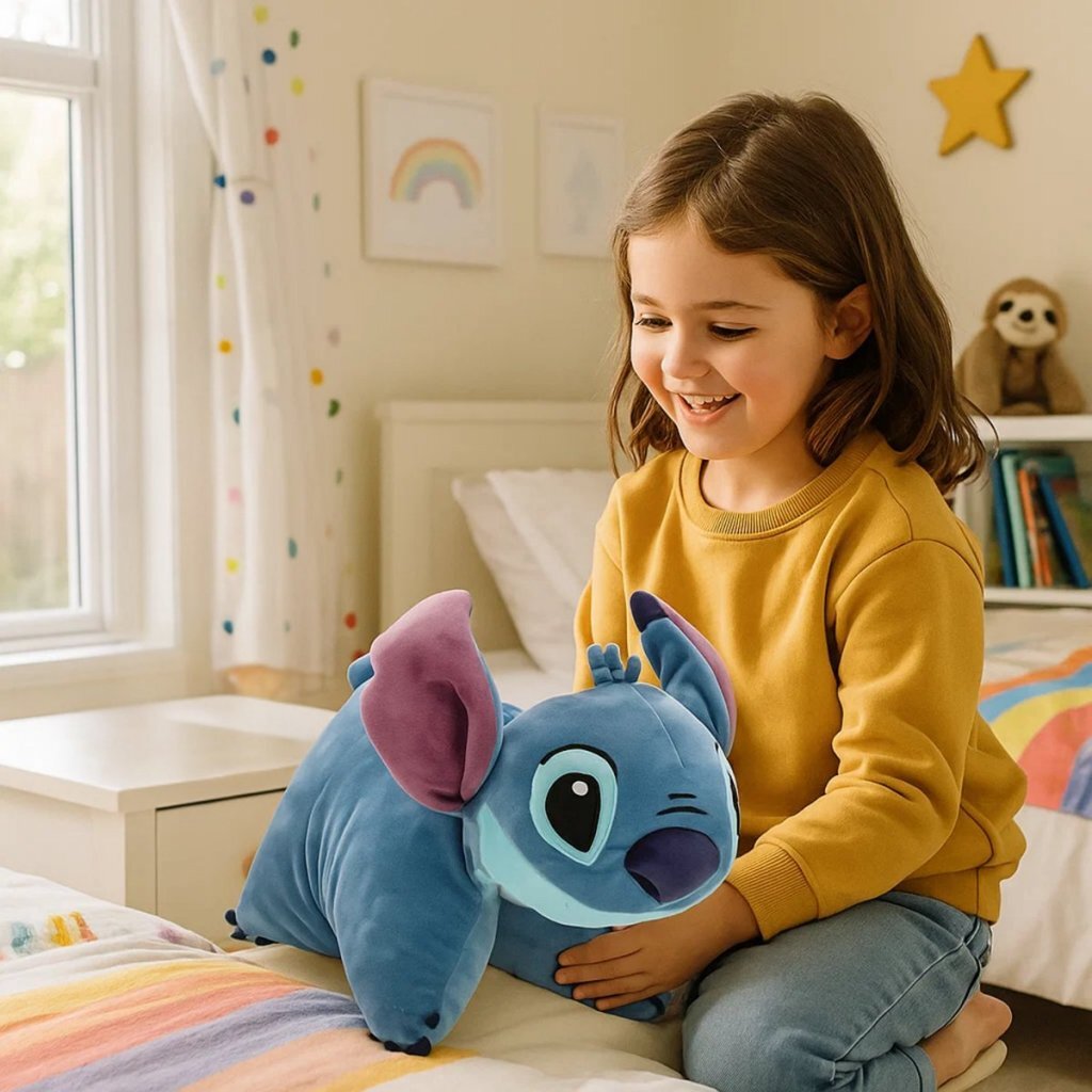 Disney stitch knuffelkussen stitch 45x28 cm blauw