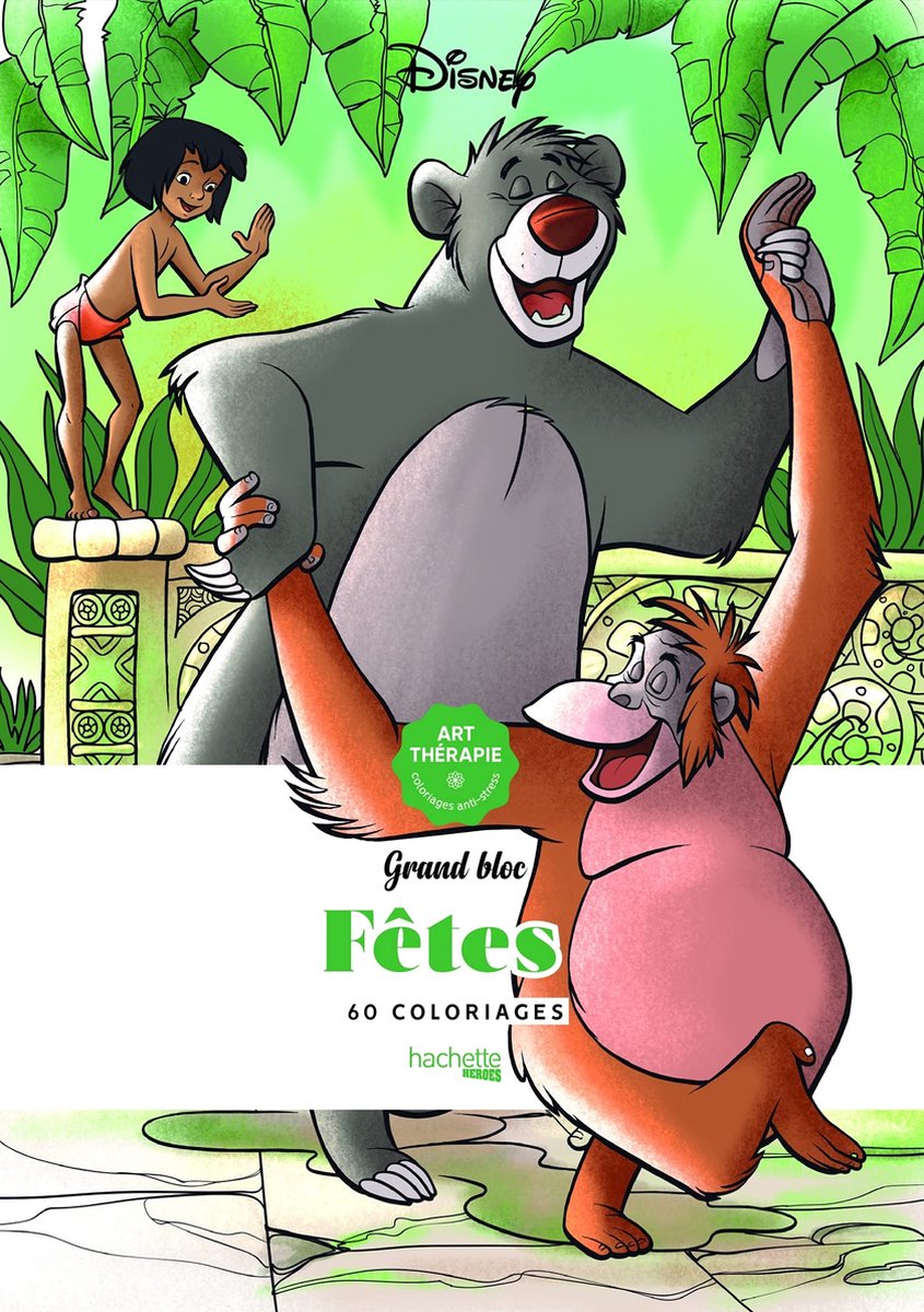 Hachette heroes grand bloc fêtes - disney coloring book - kleurboek voor volwassenen