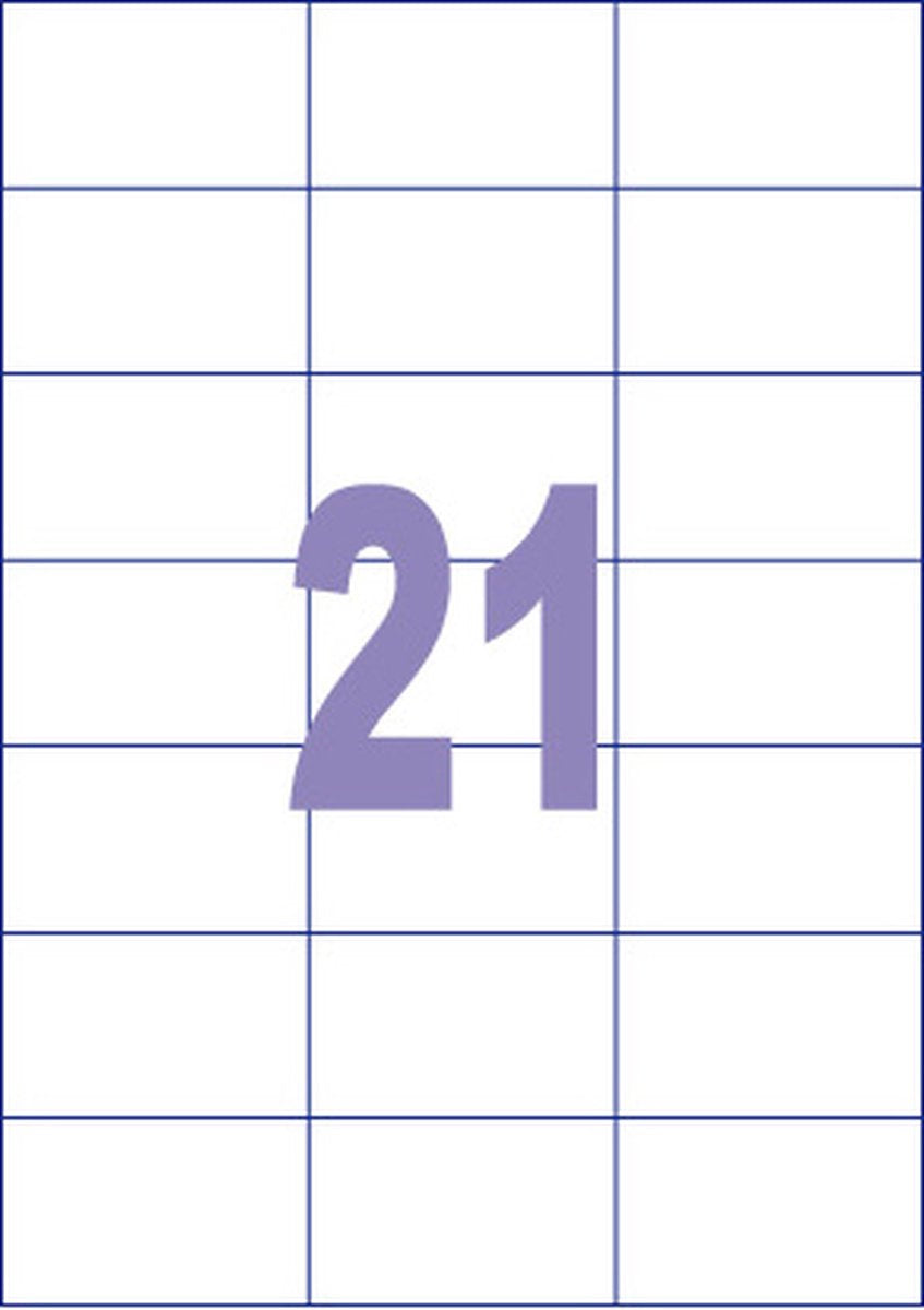 Kangaro etiket - inkjet laser kopieer - 70x42,3mm - 100 vel - 21 stickers per vel