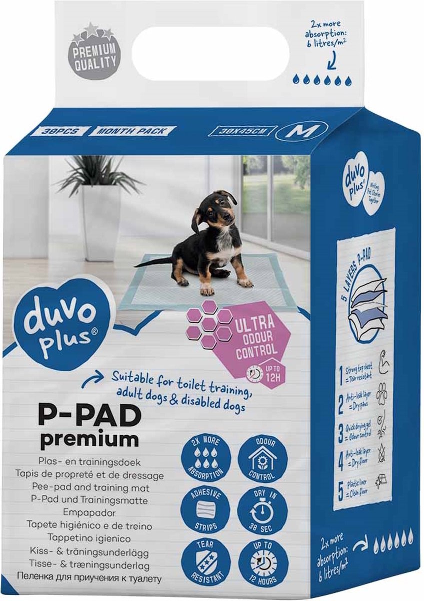 Duvo + p-pad premium geur controle 30 stuks xxl - 60x90cm
