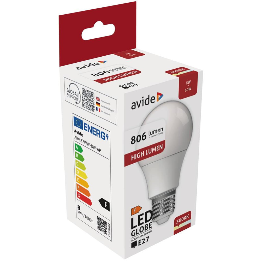 Avide led lamp e27 8w 3000k ww 806lm
