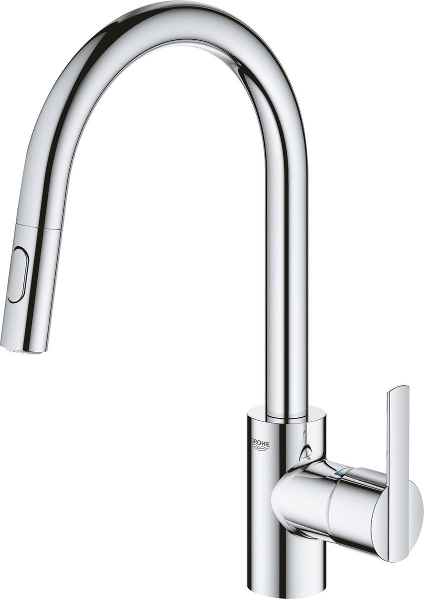 Grohe quickfix feel keukenkraan - draaibare uitloop - uittrekbare handdouche - chroom