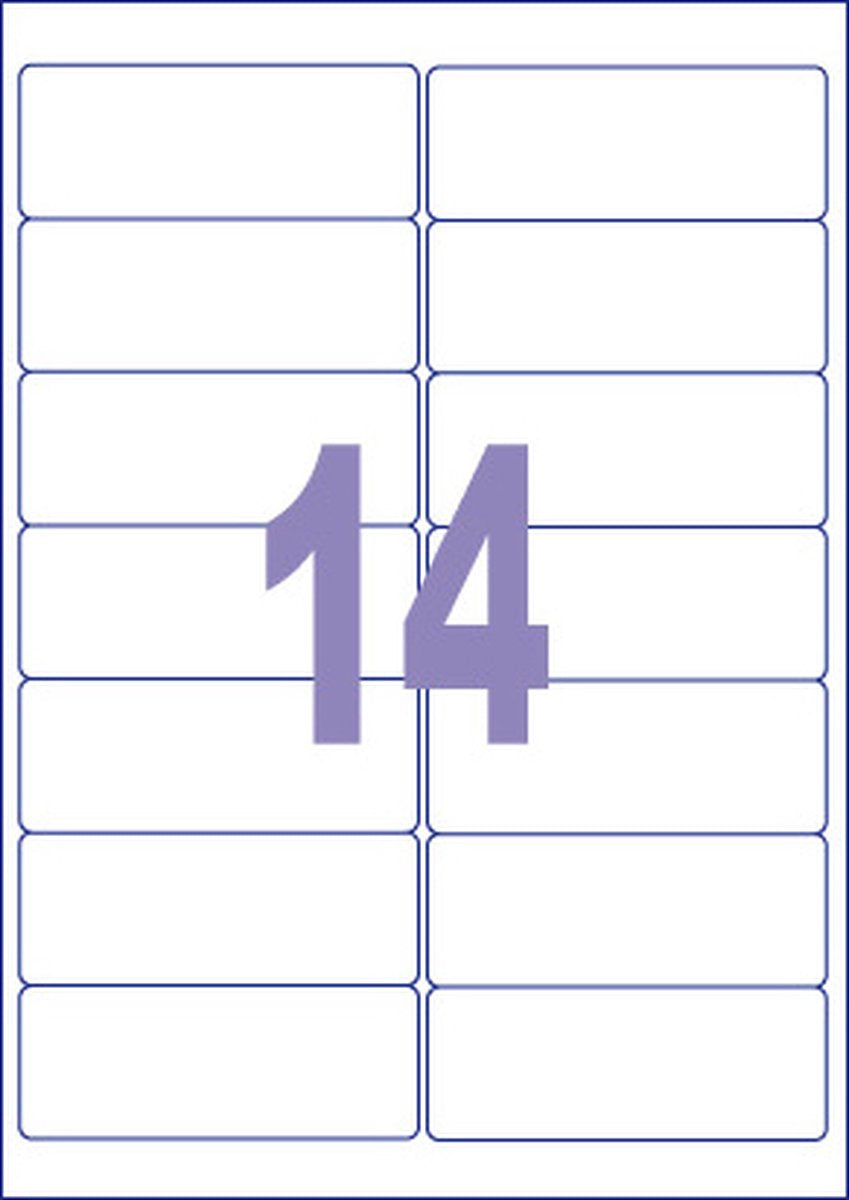Kangaro etiketten - universeeel - zelfklevend -inkjet laser kopieer - 99,1x38,1mm - 100 vel - 14 stickers per vel