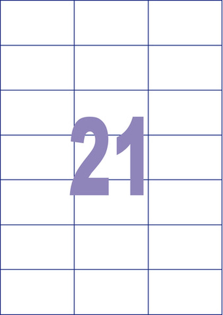Kangaro etiketten - universeel - inkjet laser kopieer - 70x42,3mm - 25 vel - 21 stickers per vel - k-7042-25