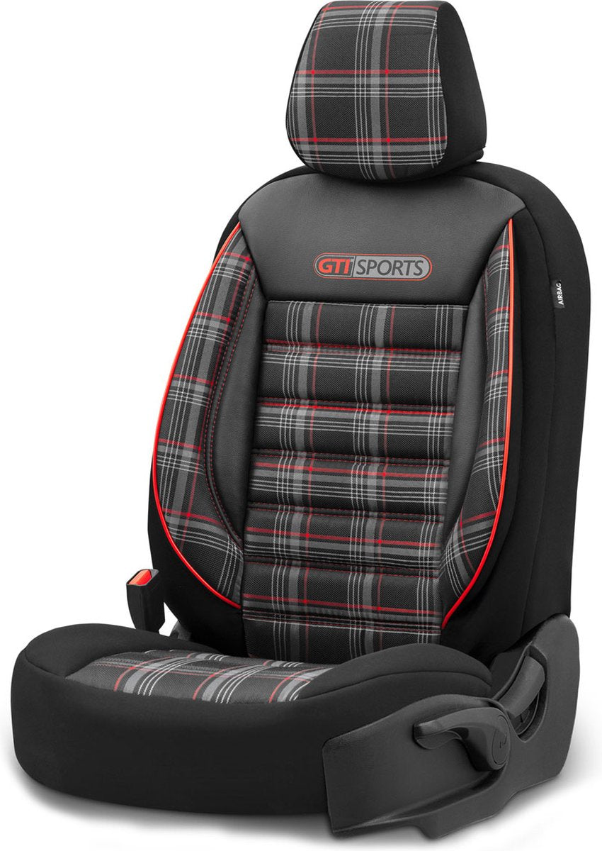 Otom stoelhoezenset sports 5 mm textiel zwart rood 11-delig