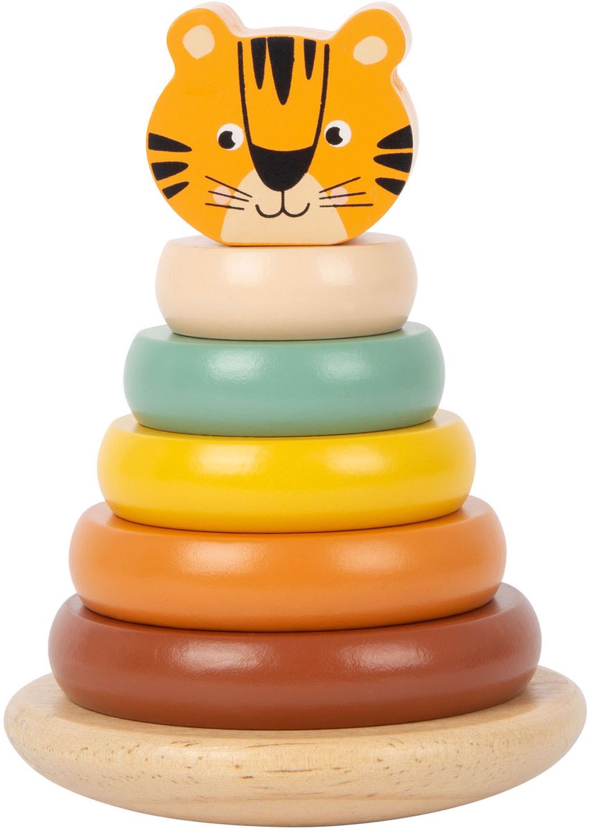 Small foot - wooden stacking tower safari tiger, 7-piece.