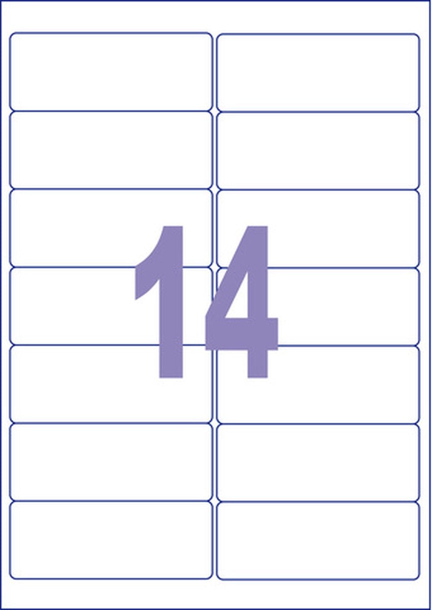 Kangaro etiketten - universeel - zelfklevend - inkjet laser kopieer - 99,1x38,1mm - 25 vel - 14 stickers per vel
