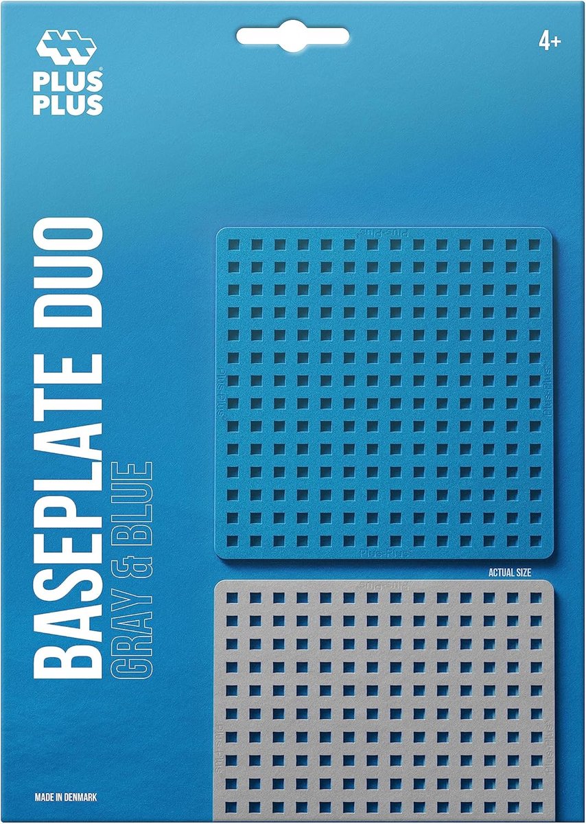 Plus-plus basic bouwplaat blauw grijs 2 delige bouwset - 3840 - bouwspeelgoed - constructiespeelgoed - set met bouwstenen - vanaf 5 jaar