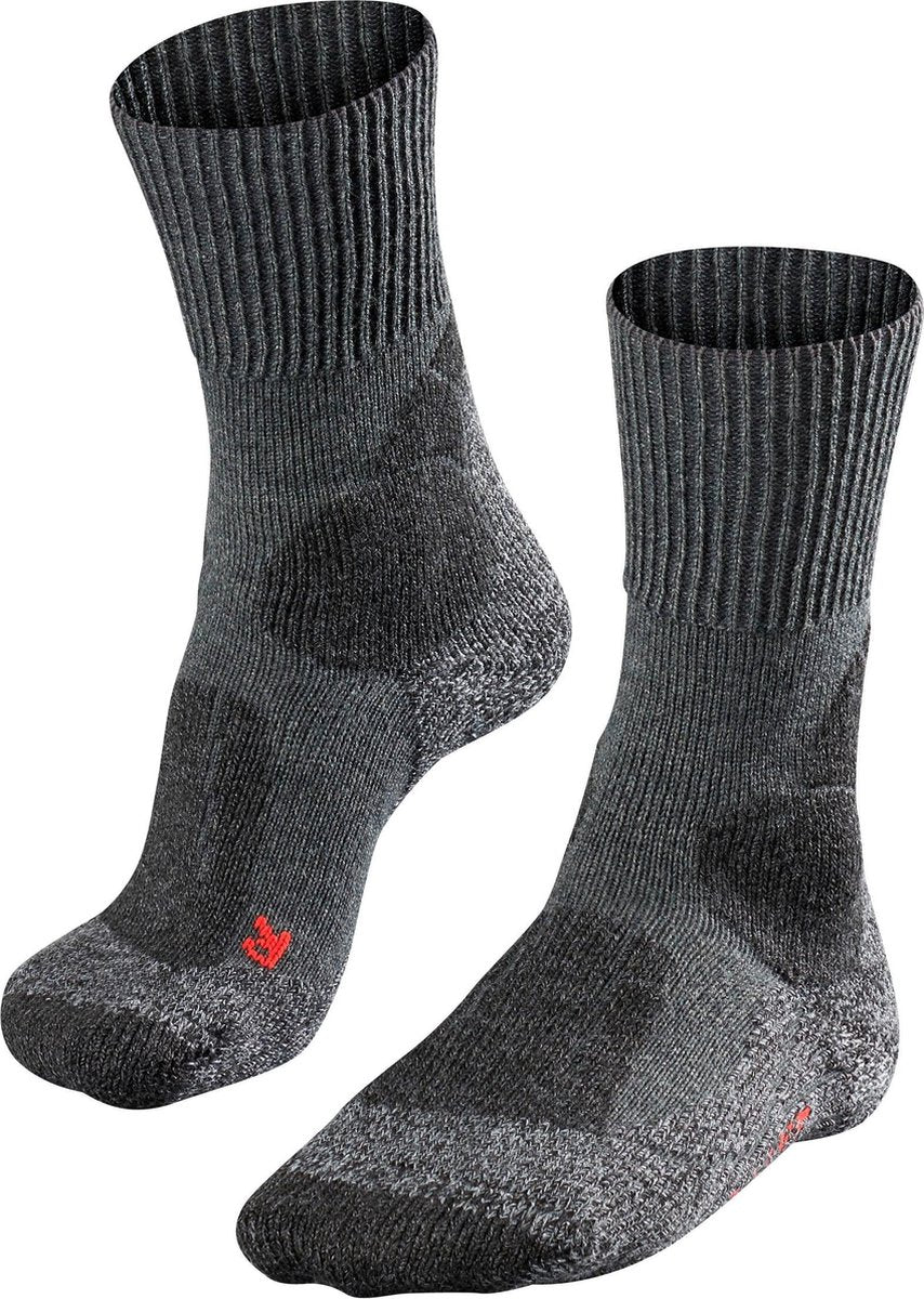 Falke tk1 anti-blaar dik wol functioneel materiaal wandelsokken dames grijs - maat 37-38