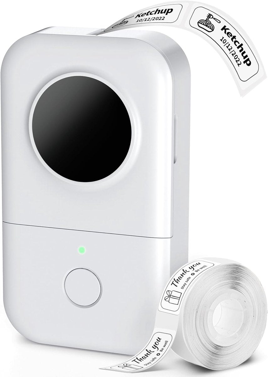 Phomemo d30 - smart mini labelprinter - draagbare bluetooth label printer - inkless direct thermische print - compact lichtgewicht - smartphone app integratie - diy organisatie label creëren - wit