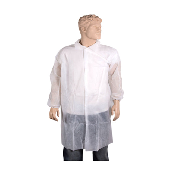 Cmt non woven bezoekersjas met drukknopen xl wit (50 stuks)