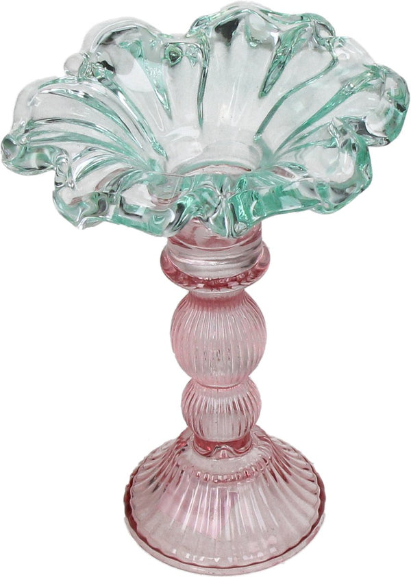 Hd collection kandelaar glas multi 14x14x19cm