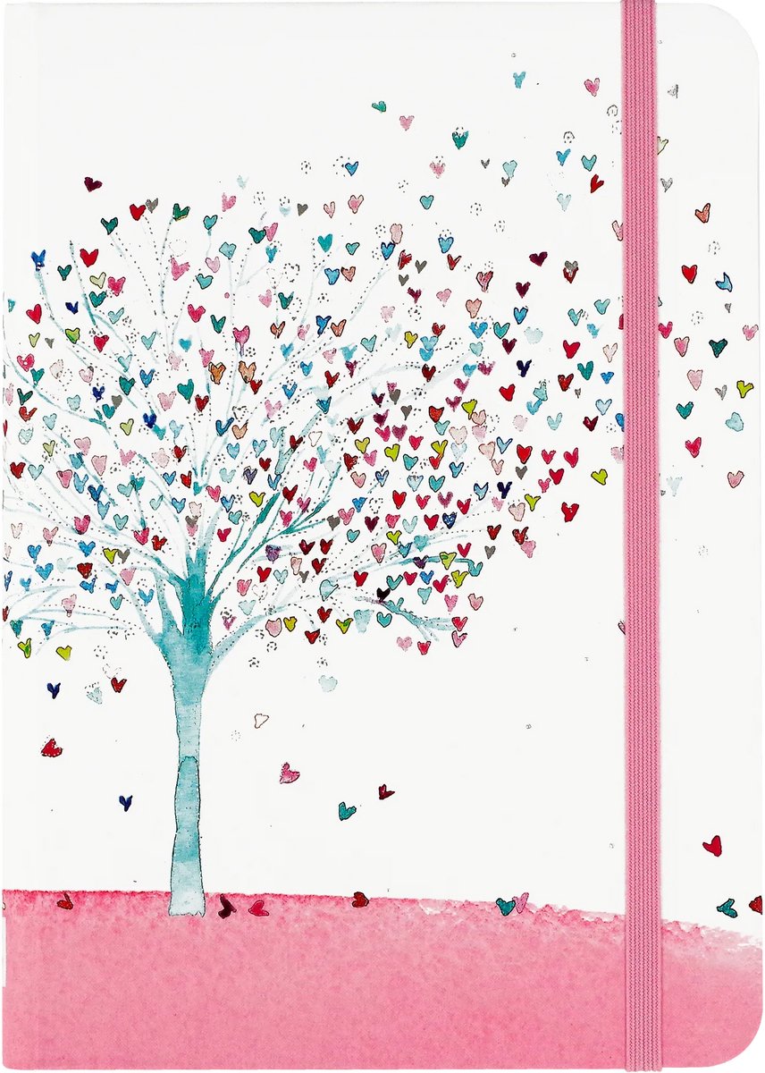 Peter pauper compacte notitieboek - tree of hearts - met elastieksluiting - 13x18 cm