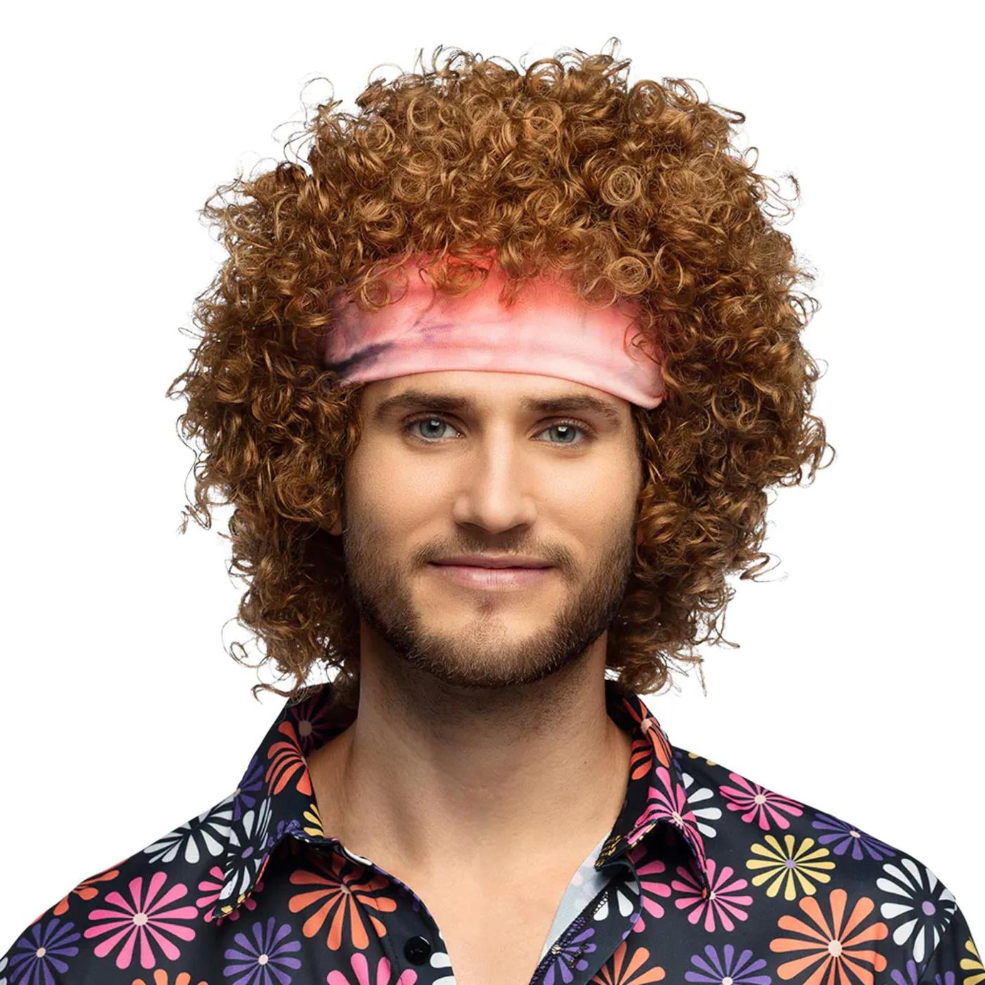 Boland pruik hippie groove met haarband