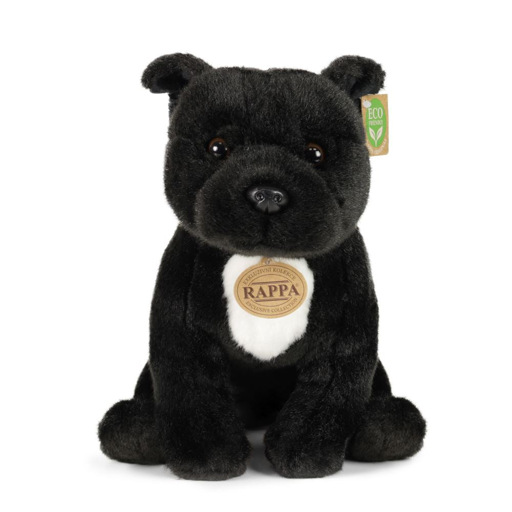 Rappa eco knuffel staffordshire bull terrier 30 cm - realistische knuffel van recyclede pet flessen - zwart