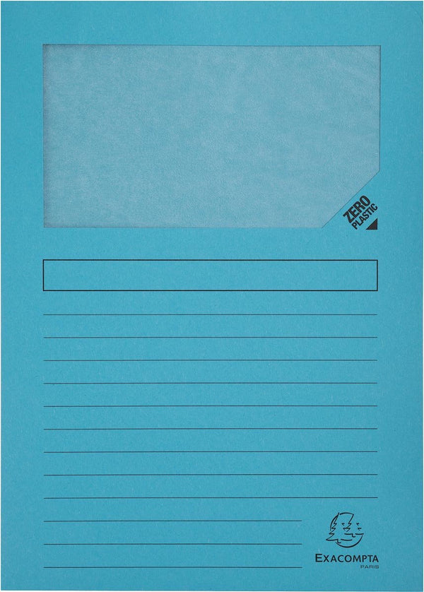 Exacompta forever® pak van 100 venstermappen 120g m2 - 22x31cm voor a4 - lichtblauw - 50106e