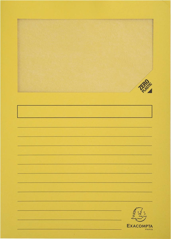Exacompta forever® pak van 100 venstermappen 120g m2 - 22x31cm voor a4 - geel - 50109e