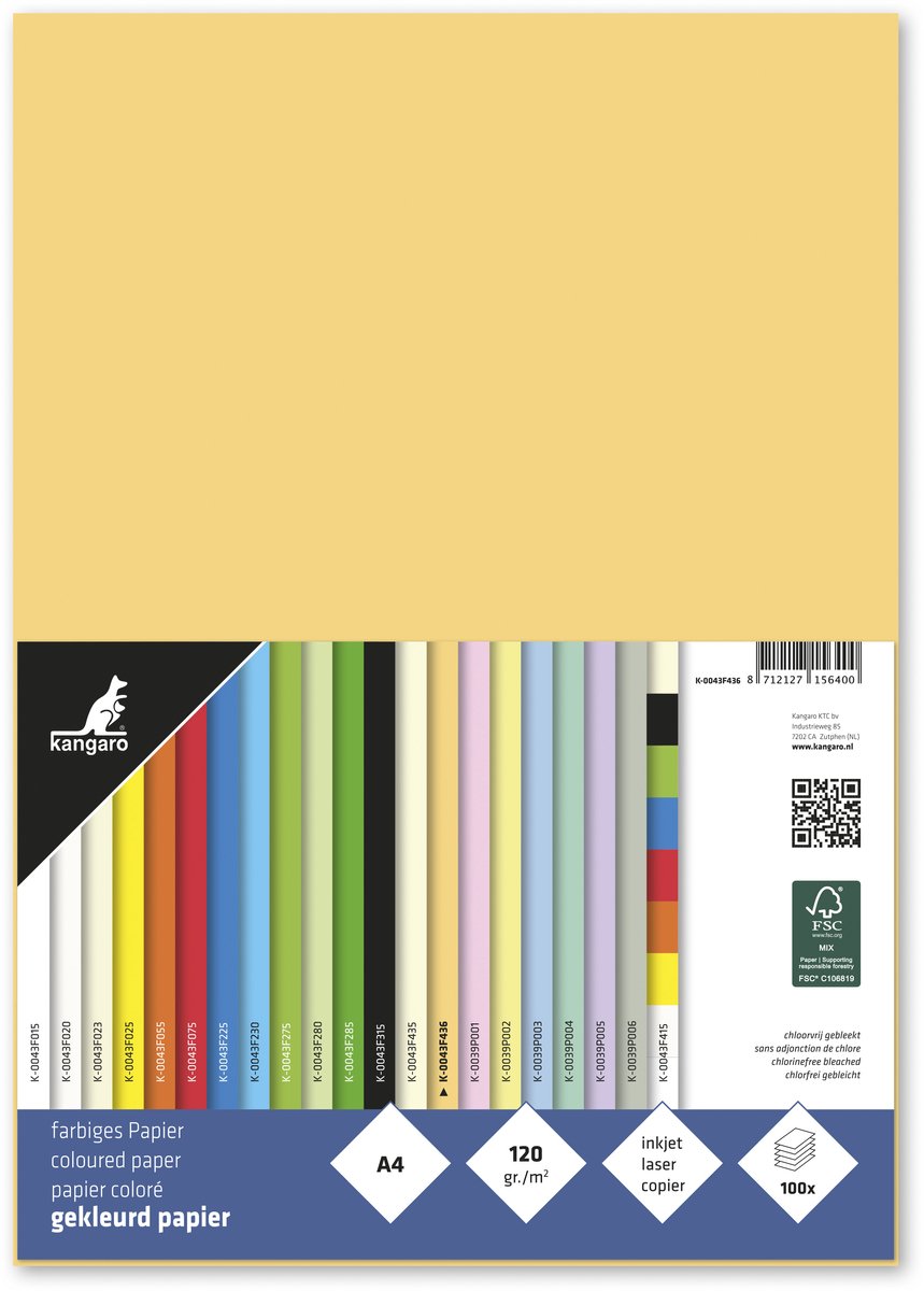 Kangaro papier - a4 - 120 grams - pak 100 vel - donkerchamois - k-0043f436