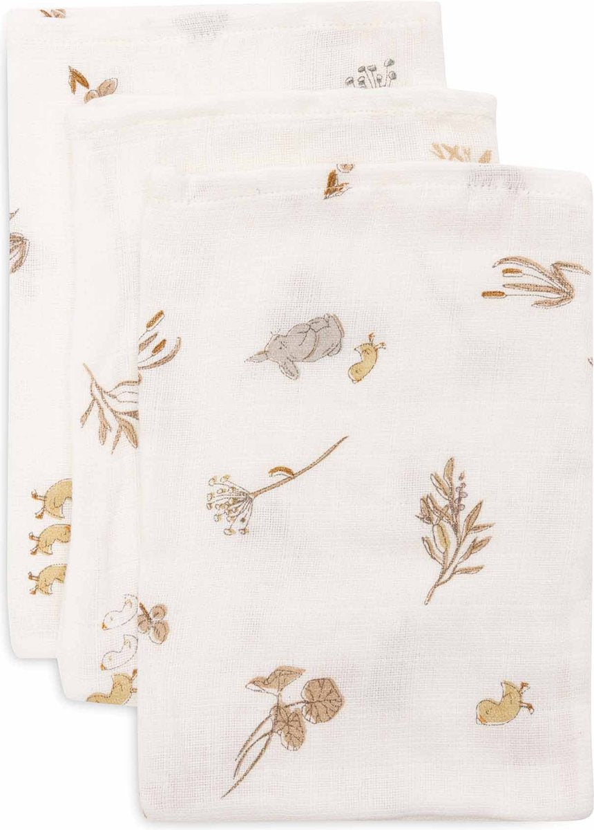 Jollein - baby hydrofiel washandje - katoen - 3 stuks - riverside - baby washand, hydrofiele washandjes -15x20cm
