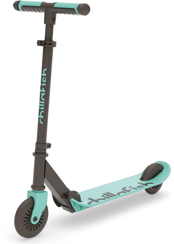Chillafish kinderstep jongen en meisje vanaf 5 jaar met voetrem - blauw groen - step met verstelbaar stuur - opvouwbaar en lichtgewicht met abec-5 wielen - model flexxi