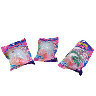 Fun knijpdier 15 cm aqua blob met glitterlint 4 assorti