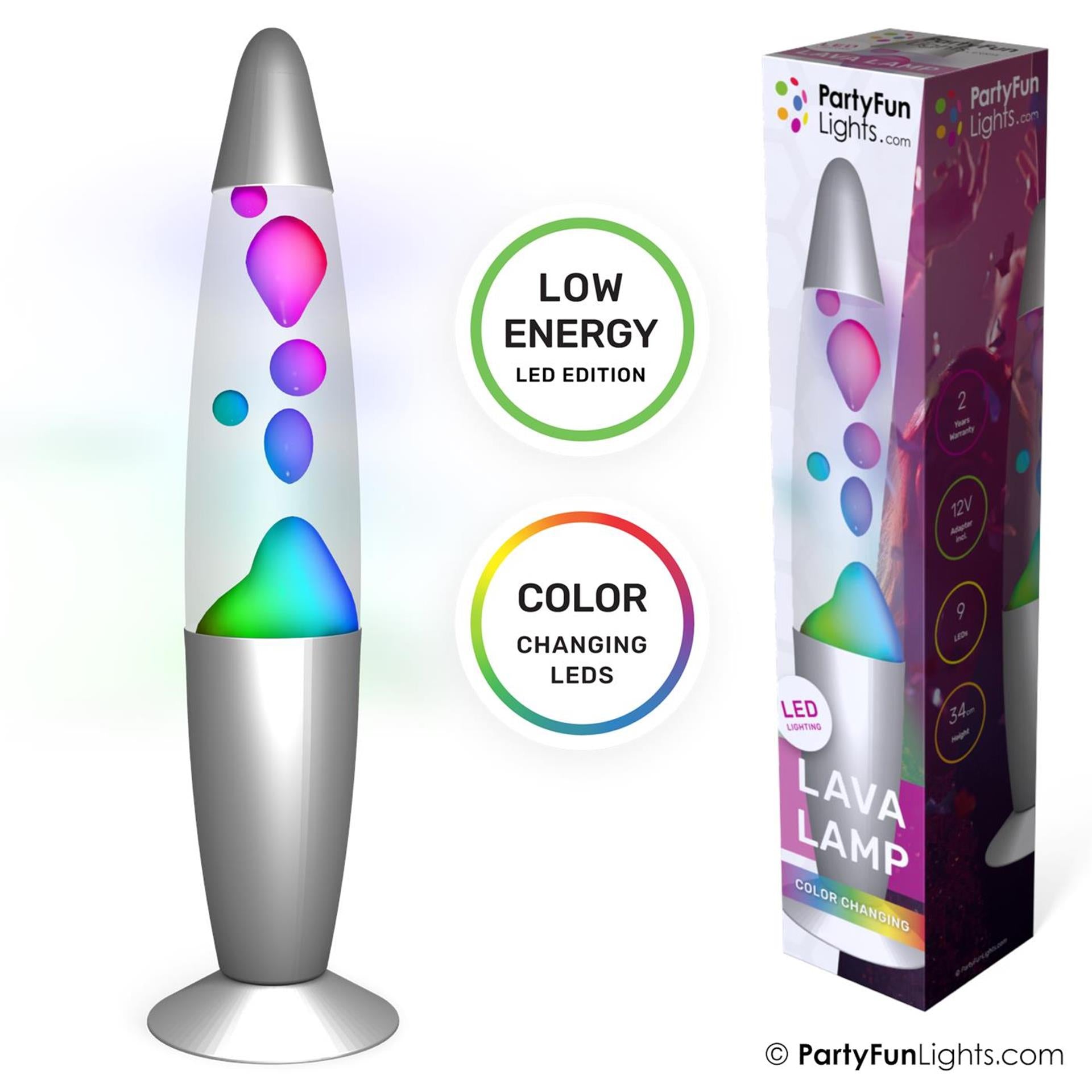 Partyfun lights lava lamp led colour changing