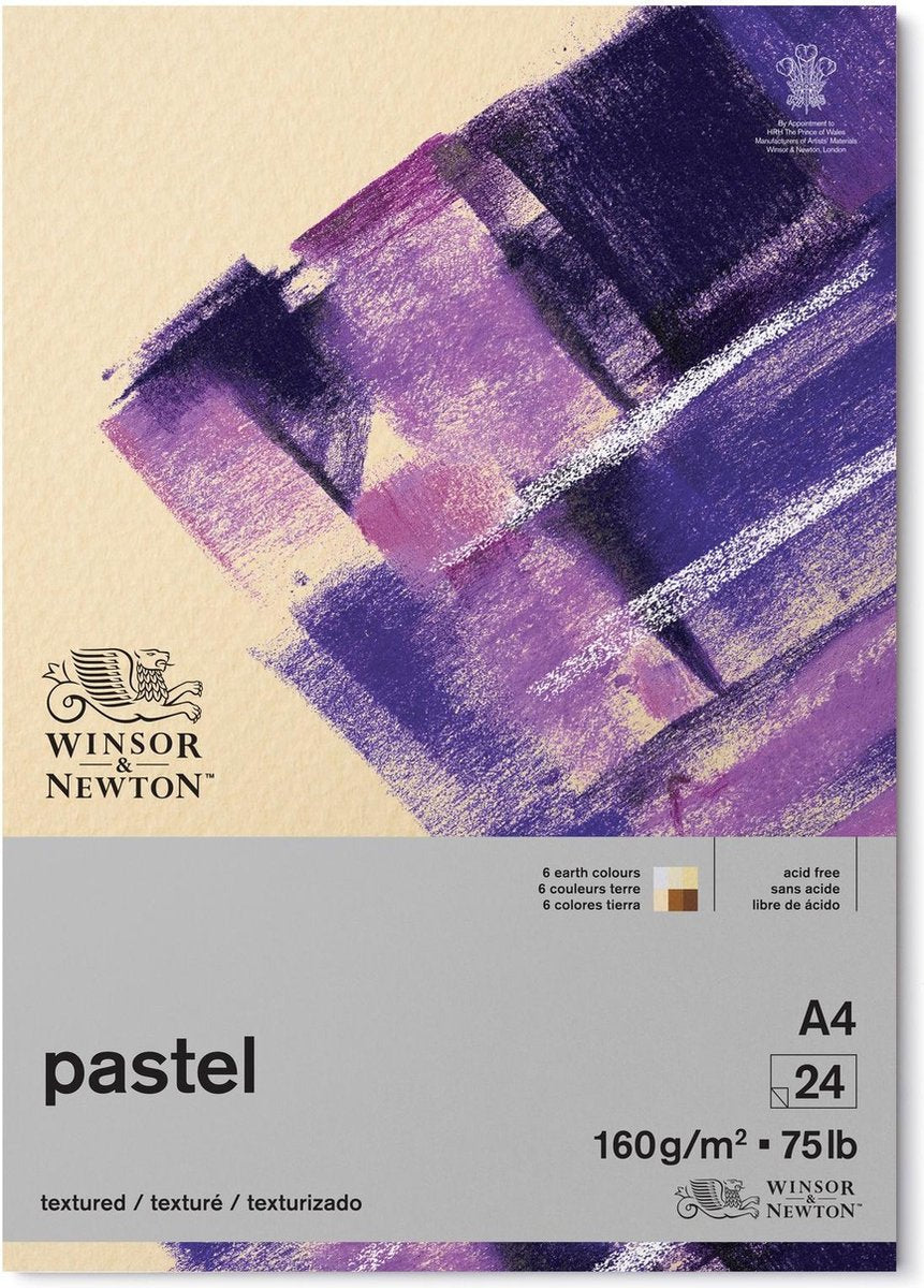 Winsor newton 6660765 pastel pad a4 – aardetonen, 160 g m², 24 vellen, pastelpapier voor pastelkrijt, potlood houtskool
