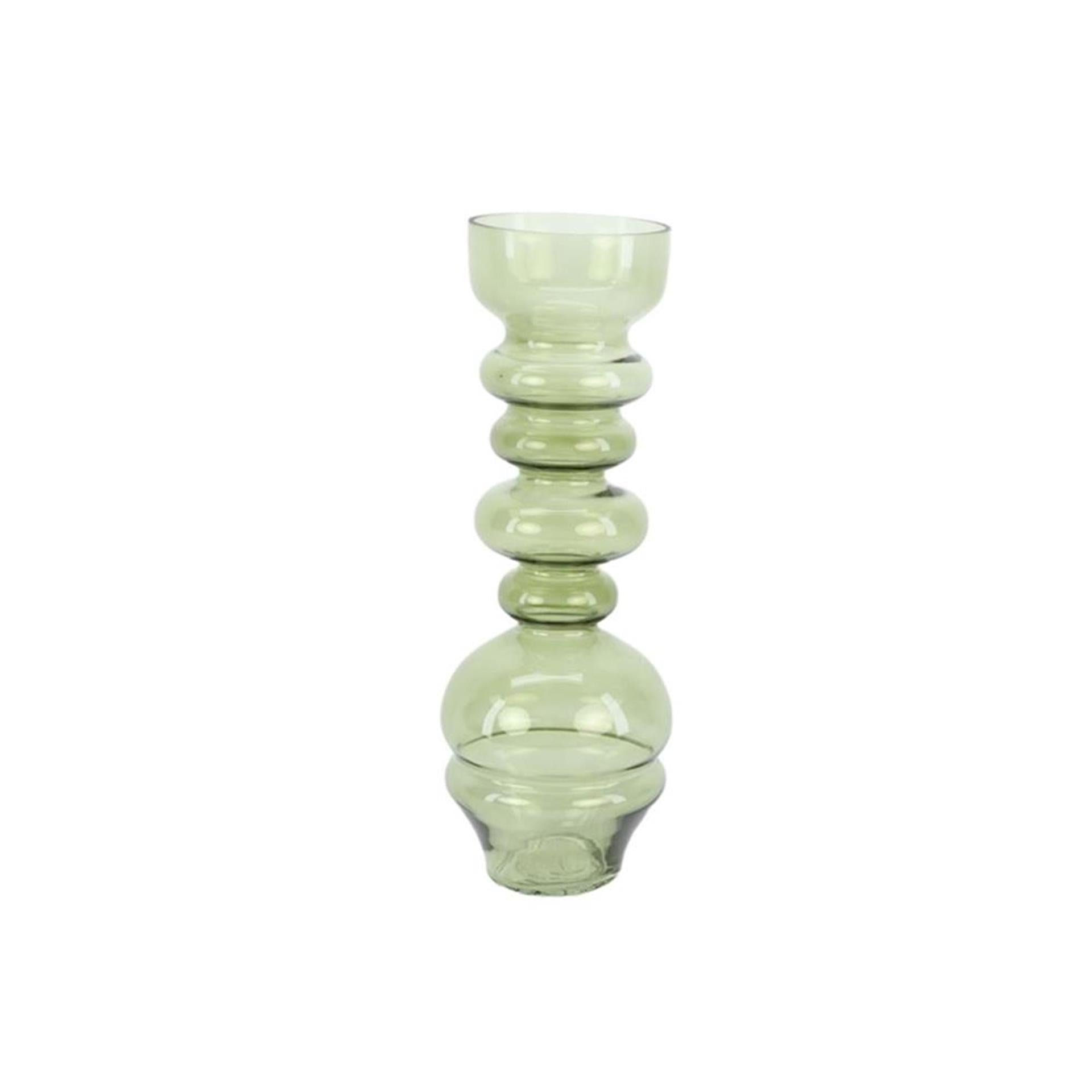 Hbx natural living vaas glas ø12xh33,5cm lichtgroen
