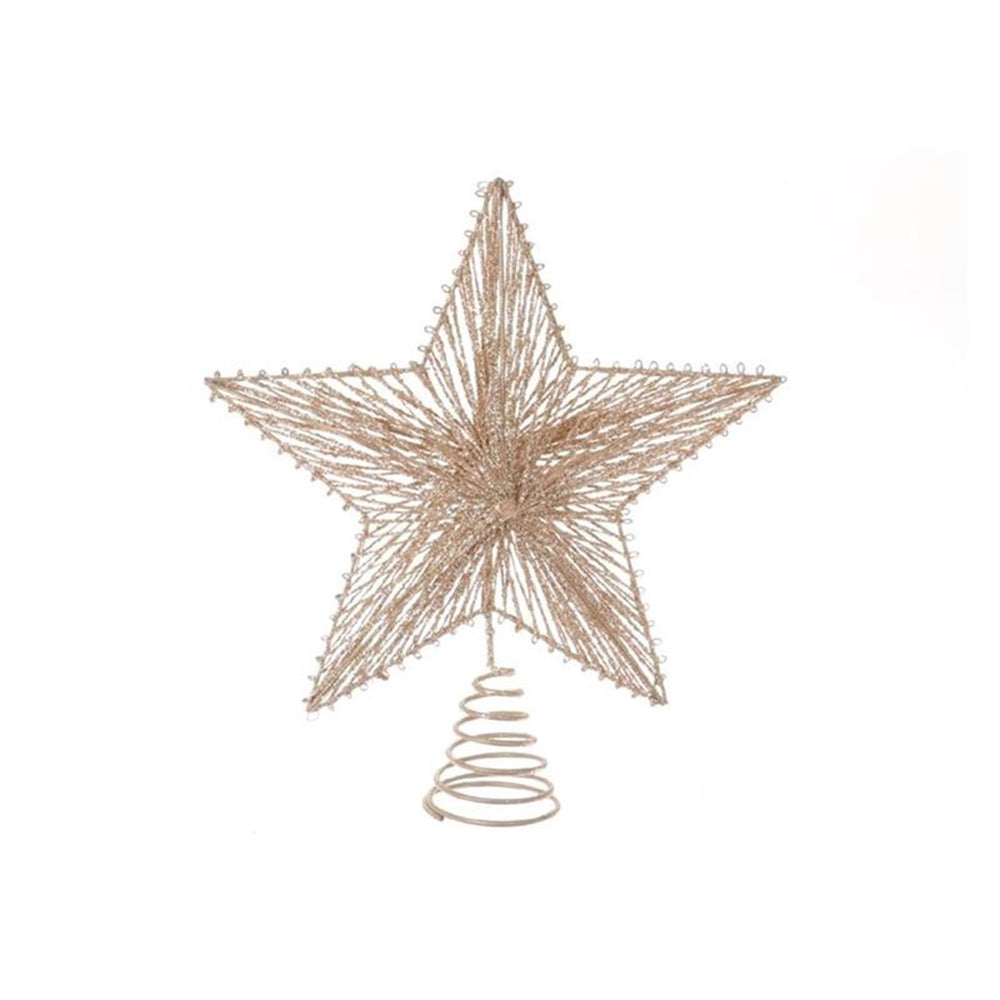 Hbx natural living ster spiraal van metaal met glitter 20xh23cm goud