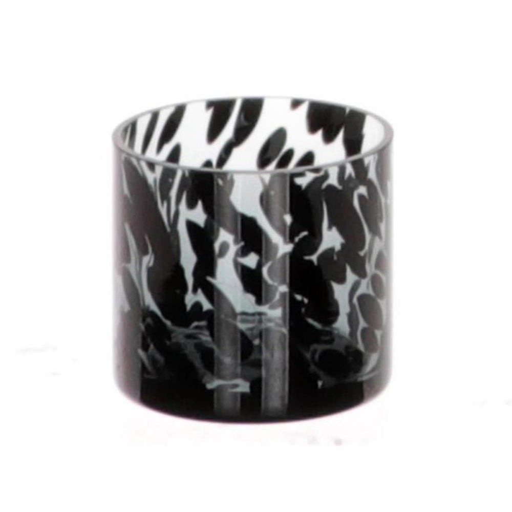 Hbx natural living theelichthouder panter glas ø8xh8cm grijs