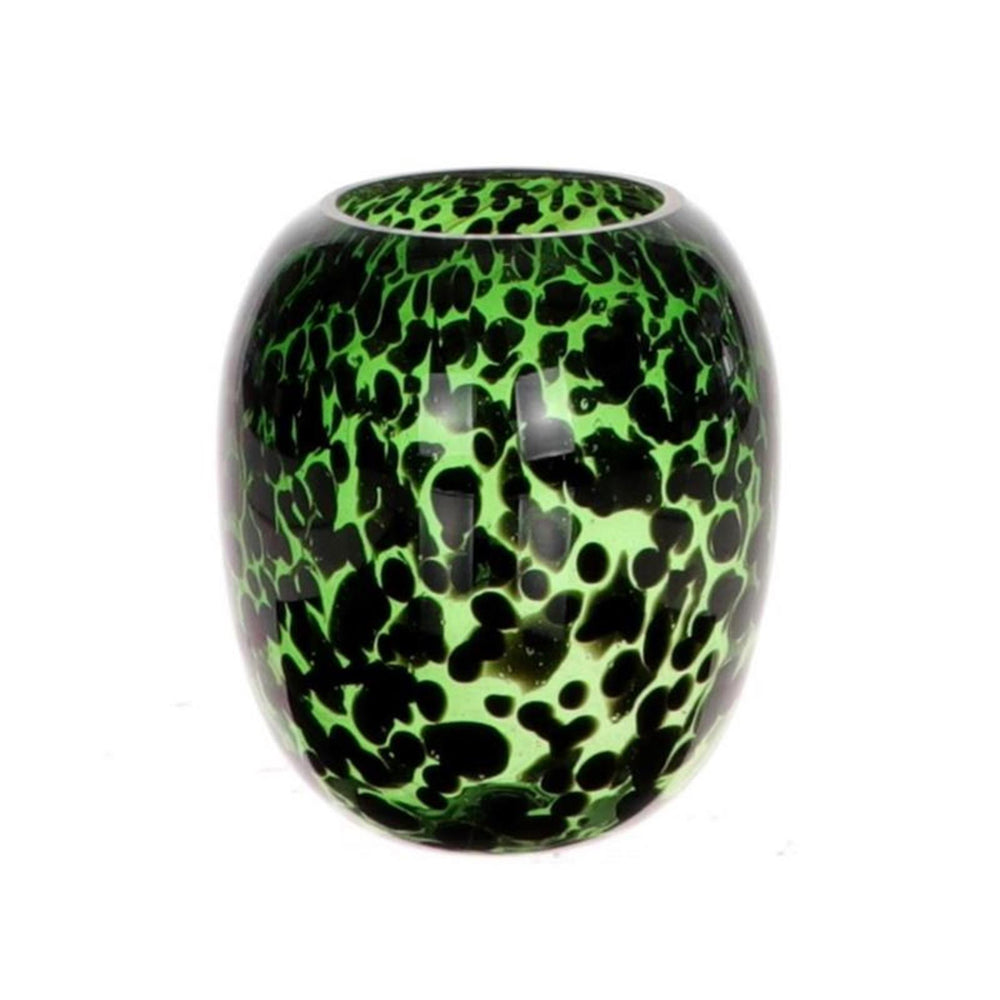Hbx natural living vaas panter glas ø18xh20.5cm groen