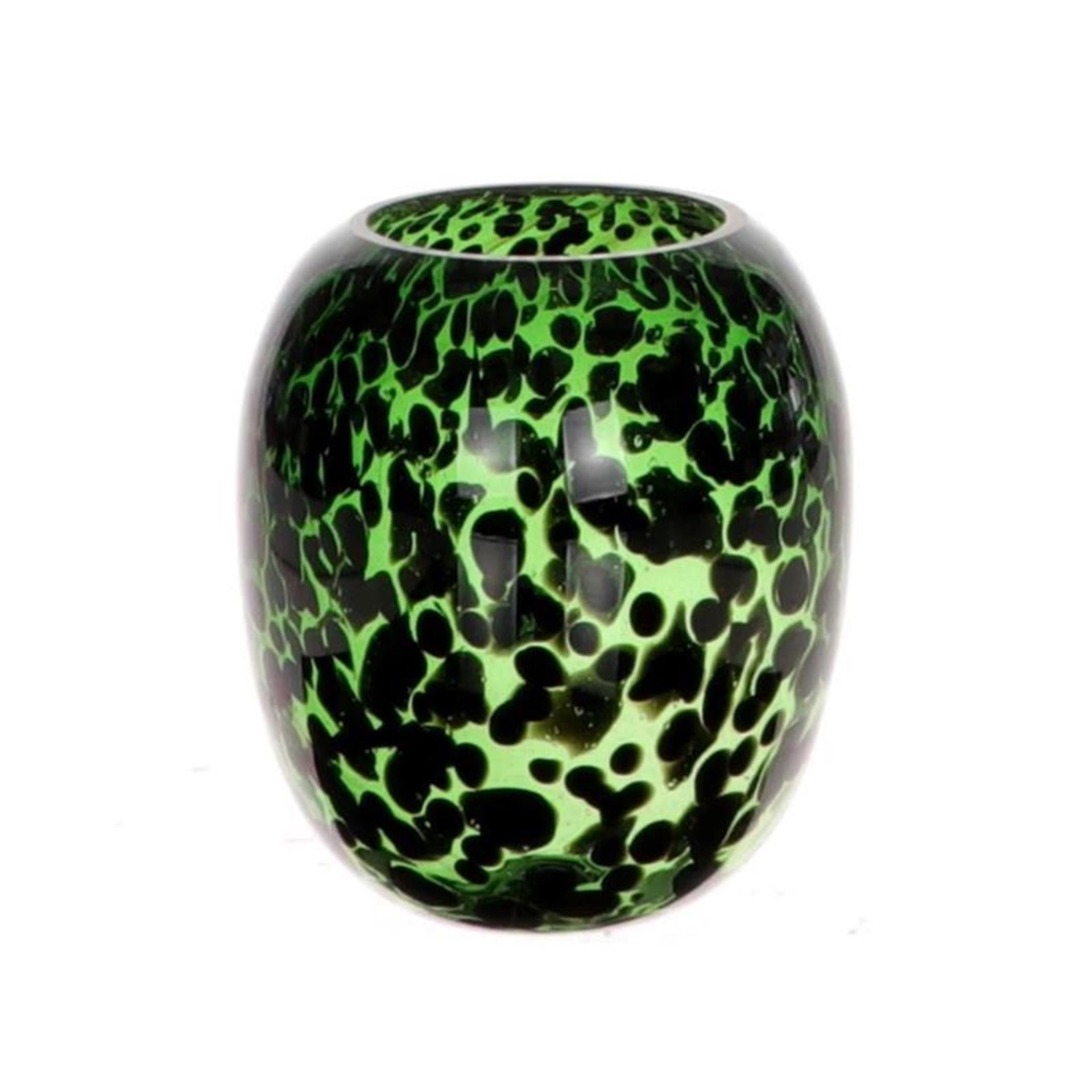 Hbx natural living vaas panter glas ø18xh20.5cm groen