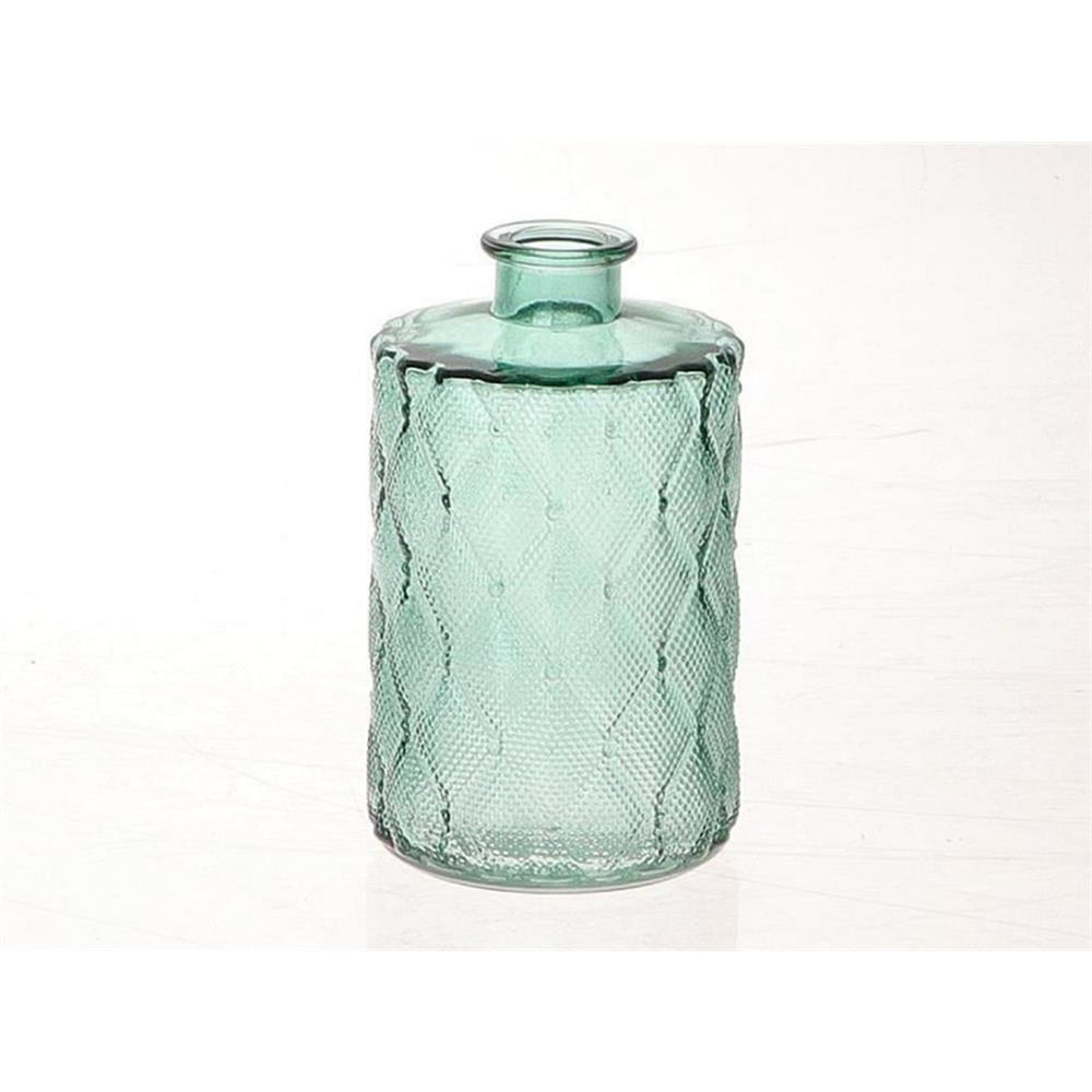 Hbx natural living vaas vinty glas met reliã«f ø9xh15cm groen