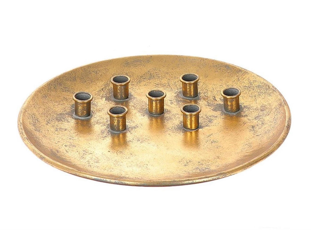 Hbx natural living kandelaar kandela ø30zh3,4cm goud metaal voor 7 kaarsen