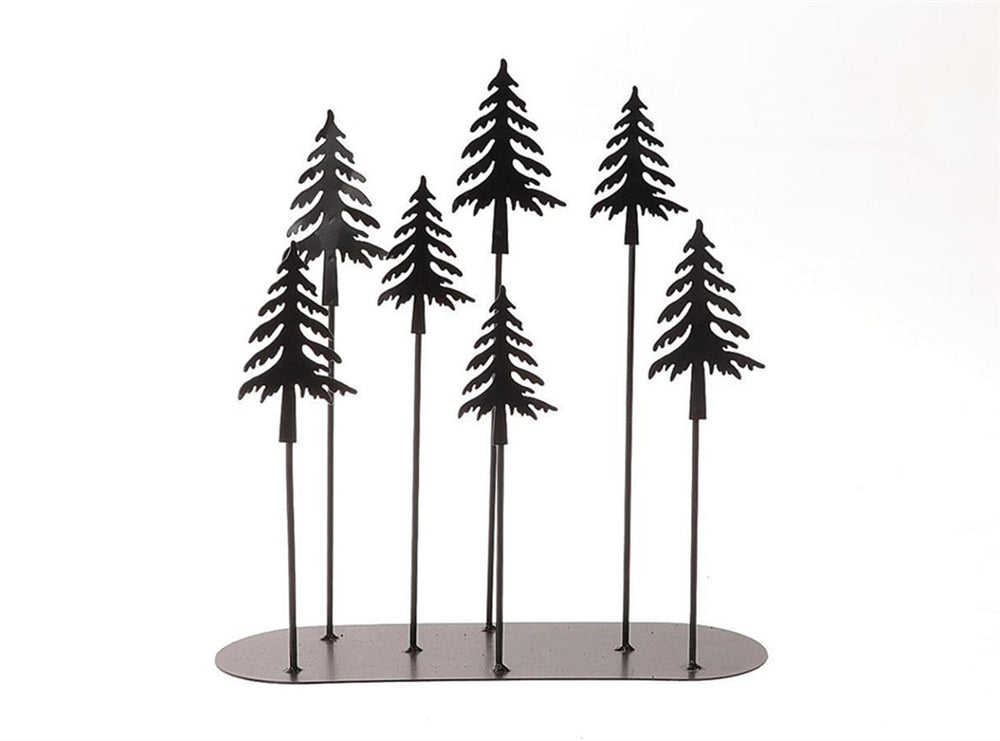 Hbx natural living deco hummy kerstbomen tafereel op standaard 28x10x30cm zwart metaal