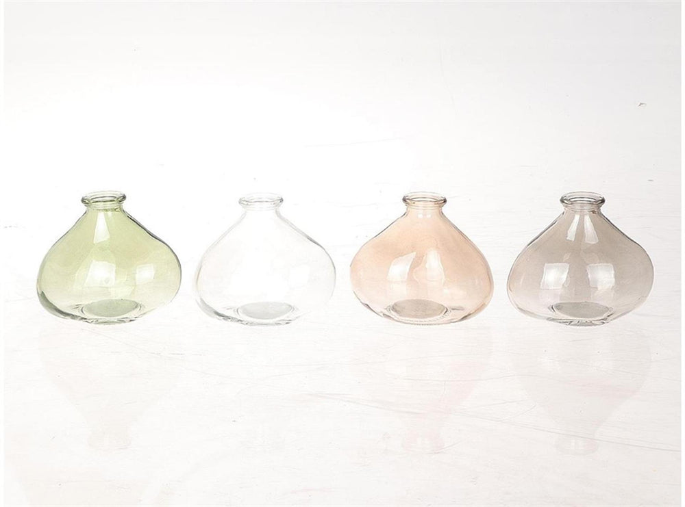 Hbx natural living vaas glas 11,5x7,5x9,5cm pastelkleuren