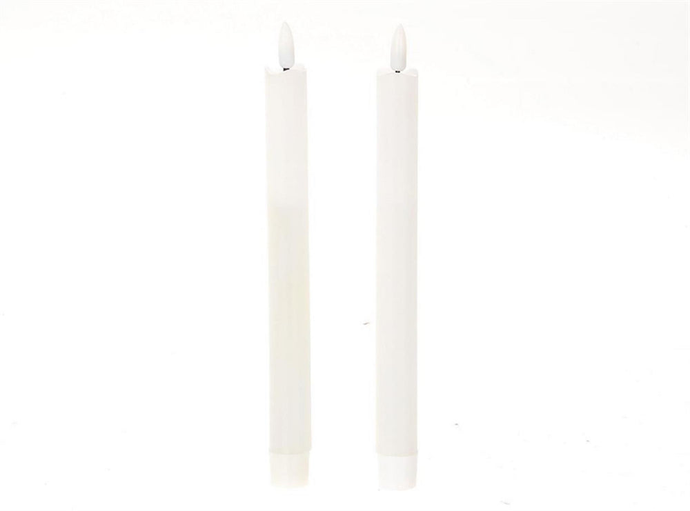 Hbx natural living led dinerkaarsset met vlam effect dia2x24,5cm wit