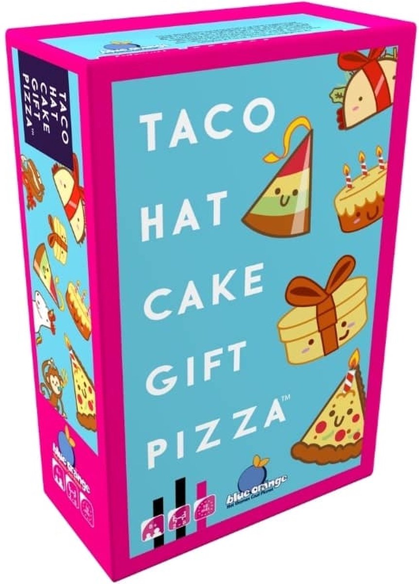 Geronimo games blue orange kaartspel taco hat cake gift pizza