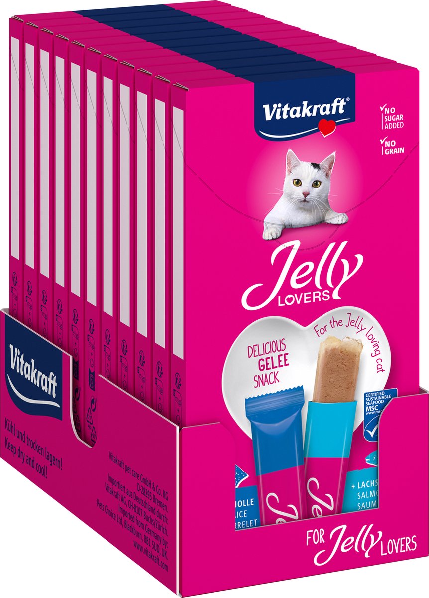 Vitakraft jelly lovers zalm en schol - 11x6 stuks (66 stuks) - 66x15 gram